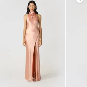 SAULEE PENELOPE BACKLESS SATIN GOWN